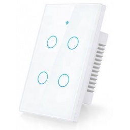 Llave de luz tctil 4 canales blanco WiFi Tuya Smart