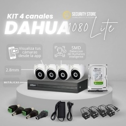 Kit 4 canales Dahua 1080 lite (con domo y disco de 500GB)